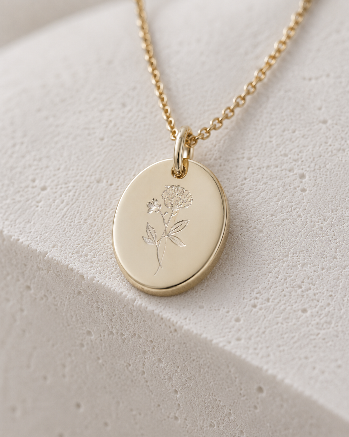 Geburtsblumen-Kette November mit Pfingstrosen-Anhänger als dezenter Schmuck 